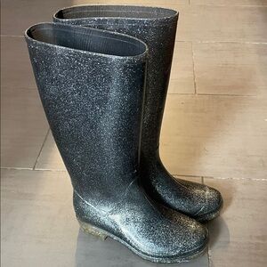 Glittering Sparkly charcoal Rain Boots